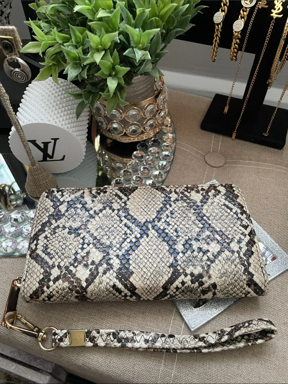 ✨Snakeskin large satchel bag w/ matching wallet ✨NWOT